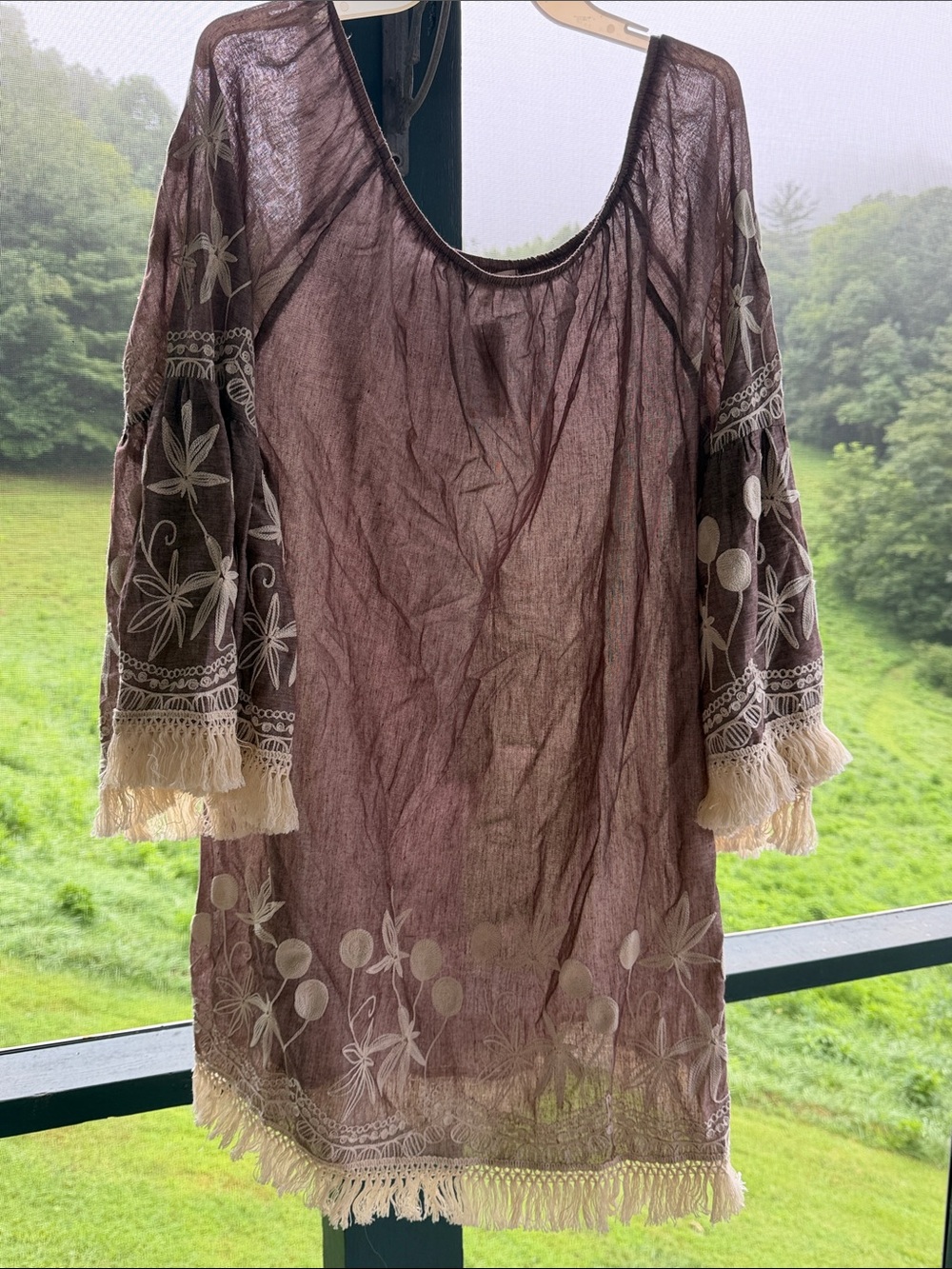 Sheer Embroidered Boho Tunic by Indigo Soul
